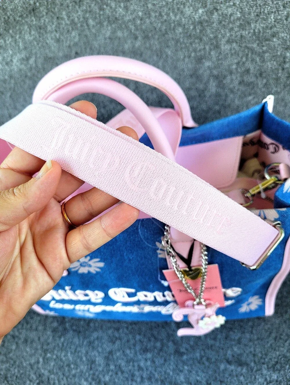 Juicy Couture Daisy For Juicy Tote Denim and Pink With Matching Card Wallet